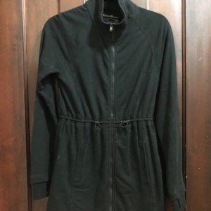 Black, front zip tunic/jacket.